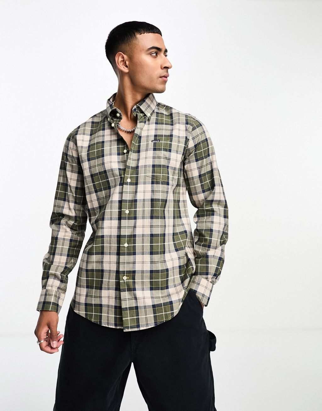 

Рубашка в зеленую клетку строгого кроя Barbour Wetheram