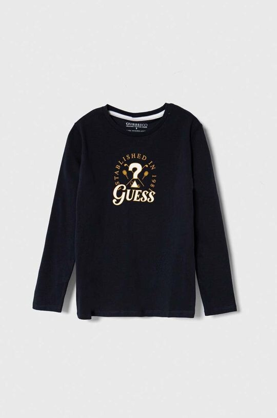 

Хлопковая рубашка с длинными рукавами для мальчиков и девочек Guess, темно-синий