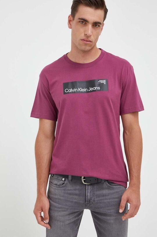 

Хлопковая футболка Calvin Klein Jeans, фиолетовый