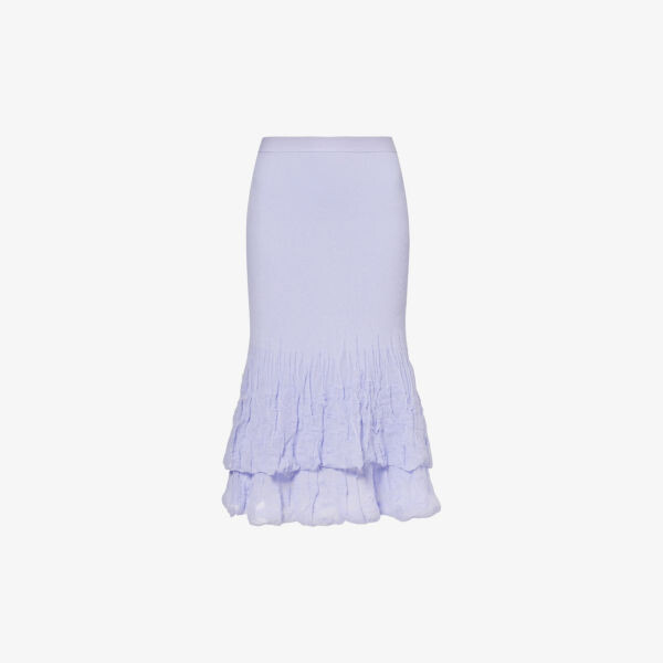 

Юбка миди из смесового хлопка с высокой посадкой и оборками по краю Bottega Veneta, фиолетовый