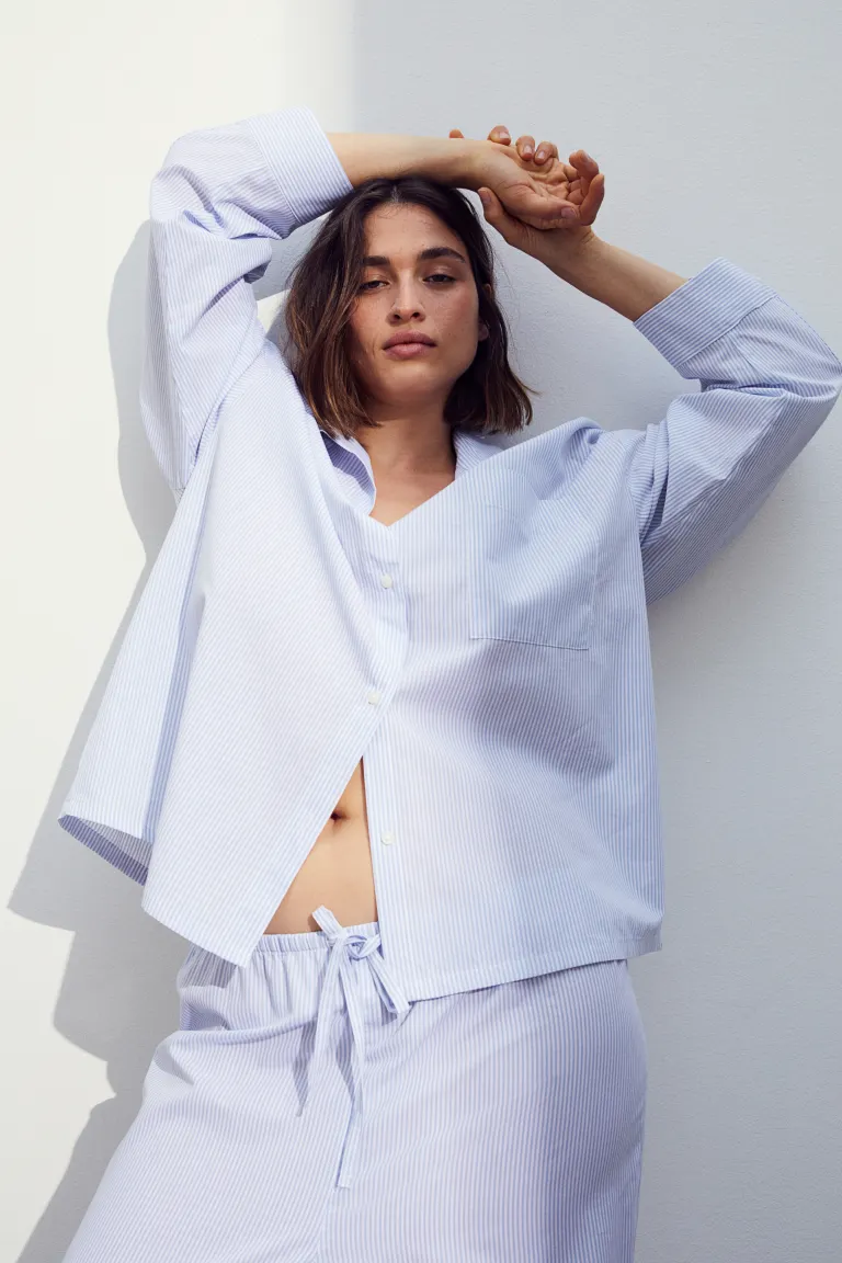 

Пижама с рубашкой и штанами H&M, синий
