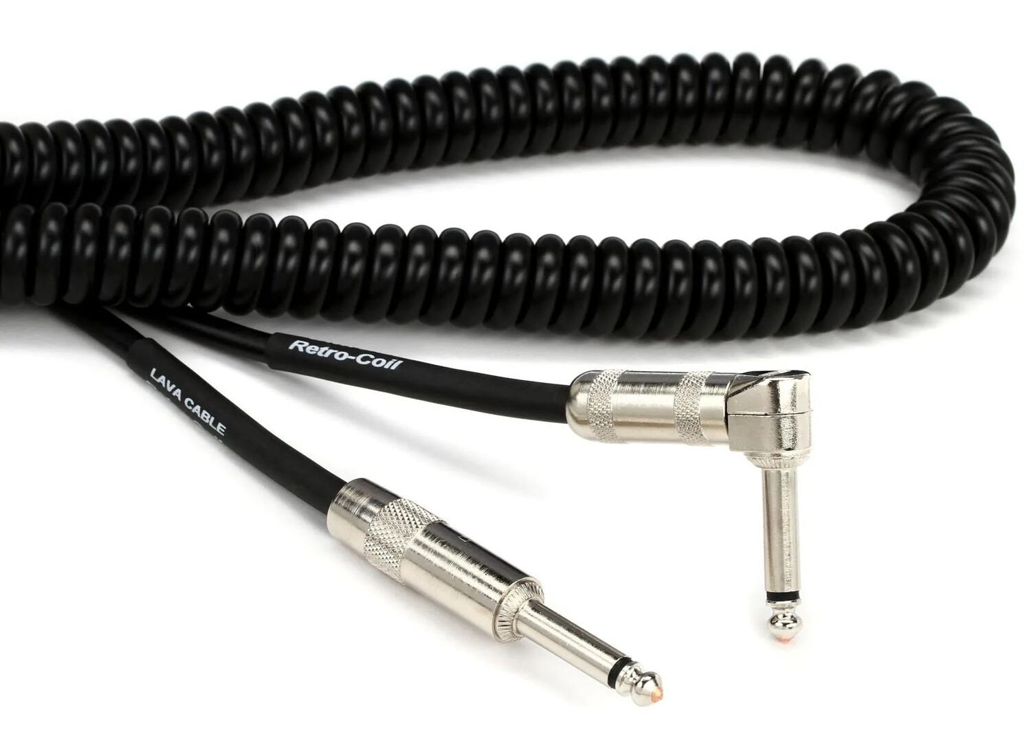 

Лавовый кабель LCRCRB Retro Coil, прямой и угловой инструментальный кабель — 20 футов, черный