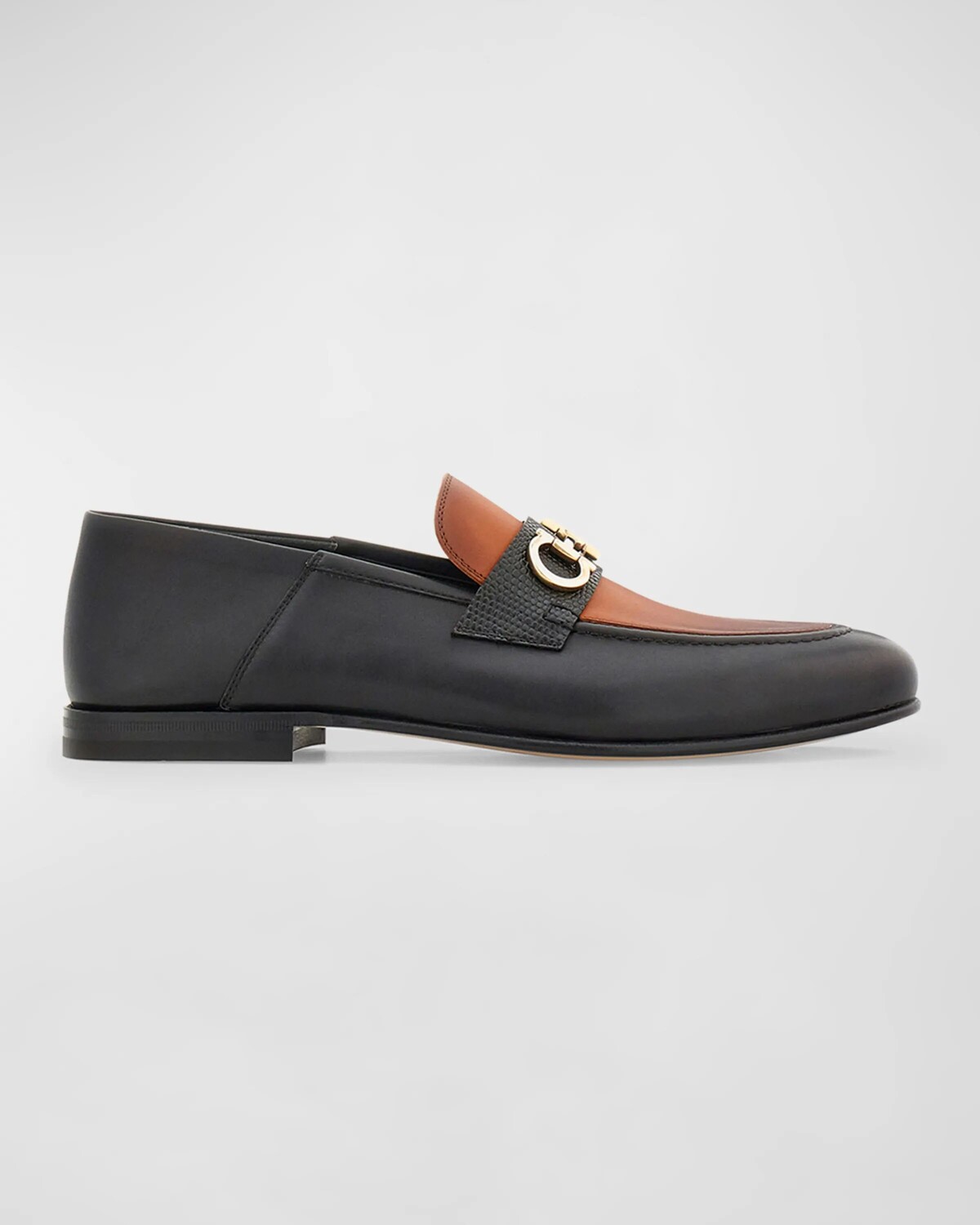 

Мужские пенни-лоферы с орнаментом Gancini Ferragamo, цвет Nero
