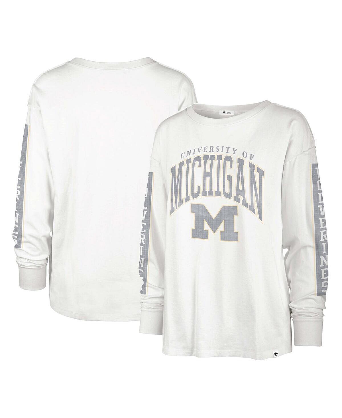

Белая женская футболка с длинным рукавом Michigan Wolverines Statement SOA 3-Hit '47 Brand, белый