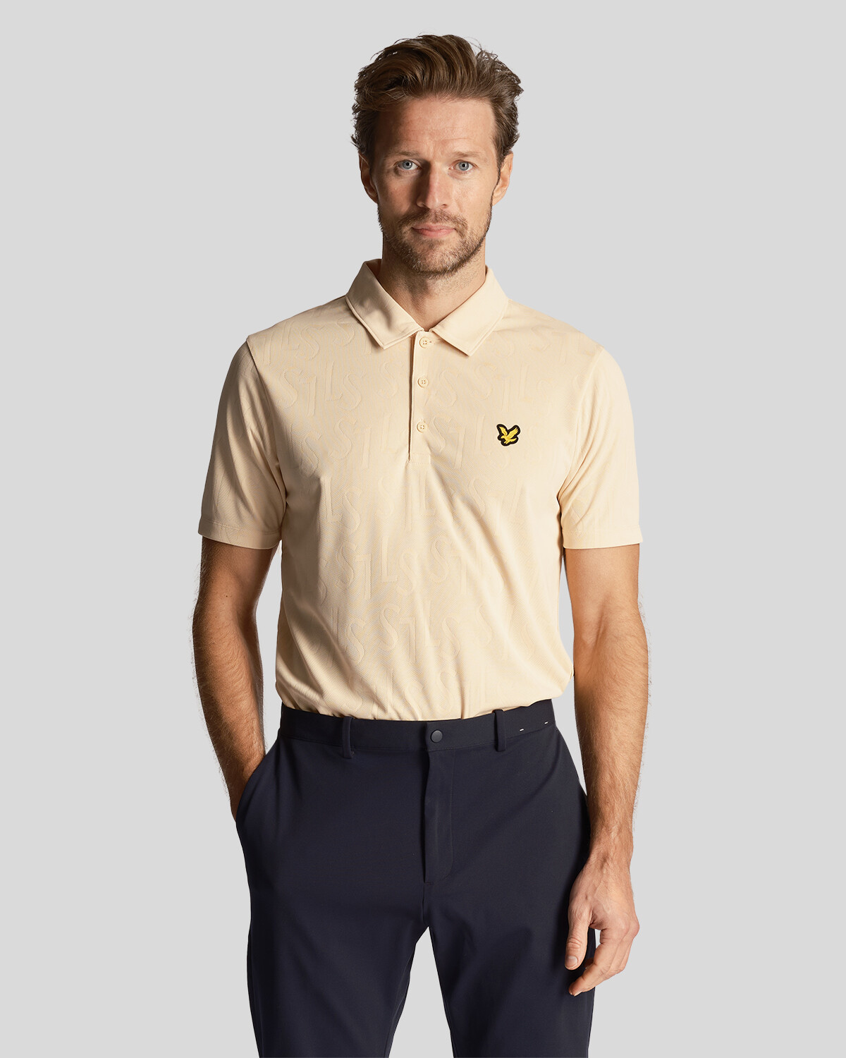 

Жаккардовая рубашка-поло с монограммой для гольфа Lyle & Scott, желтый