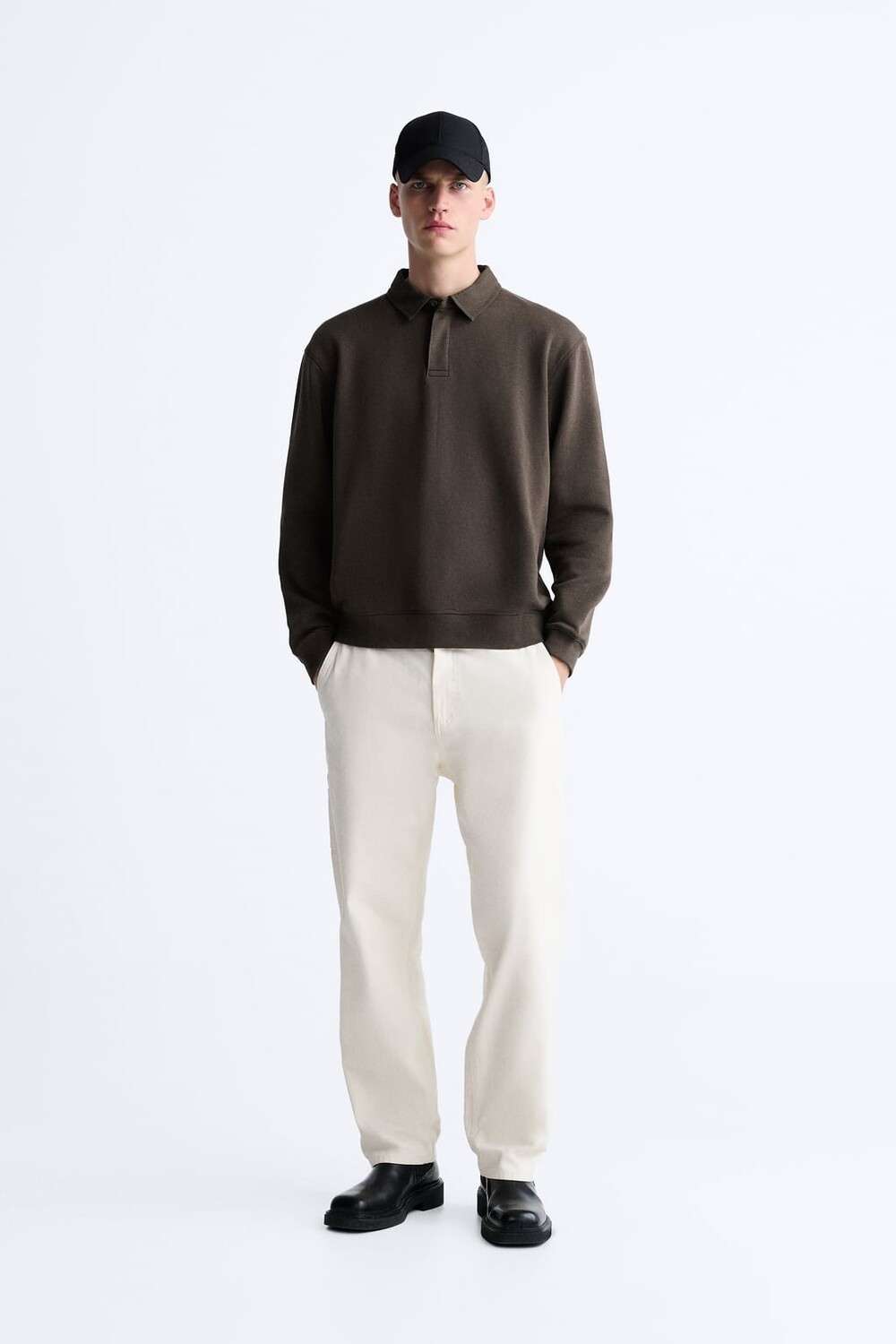 

Свитшот поло ZARA, зеленый