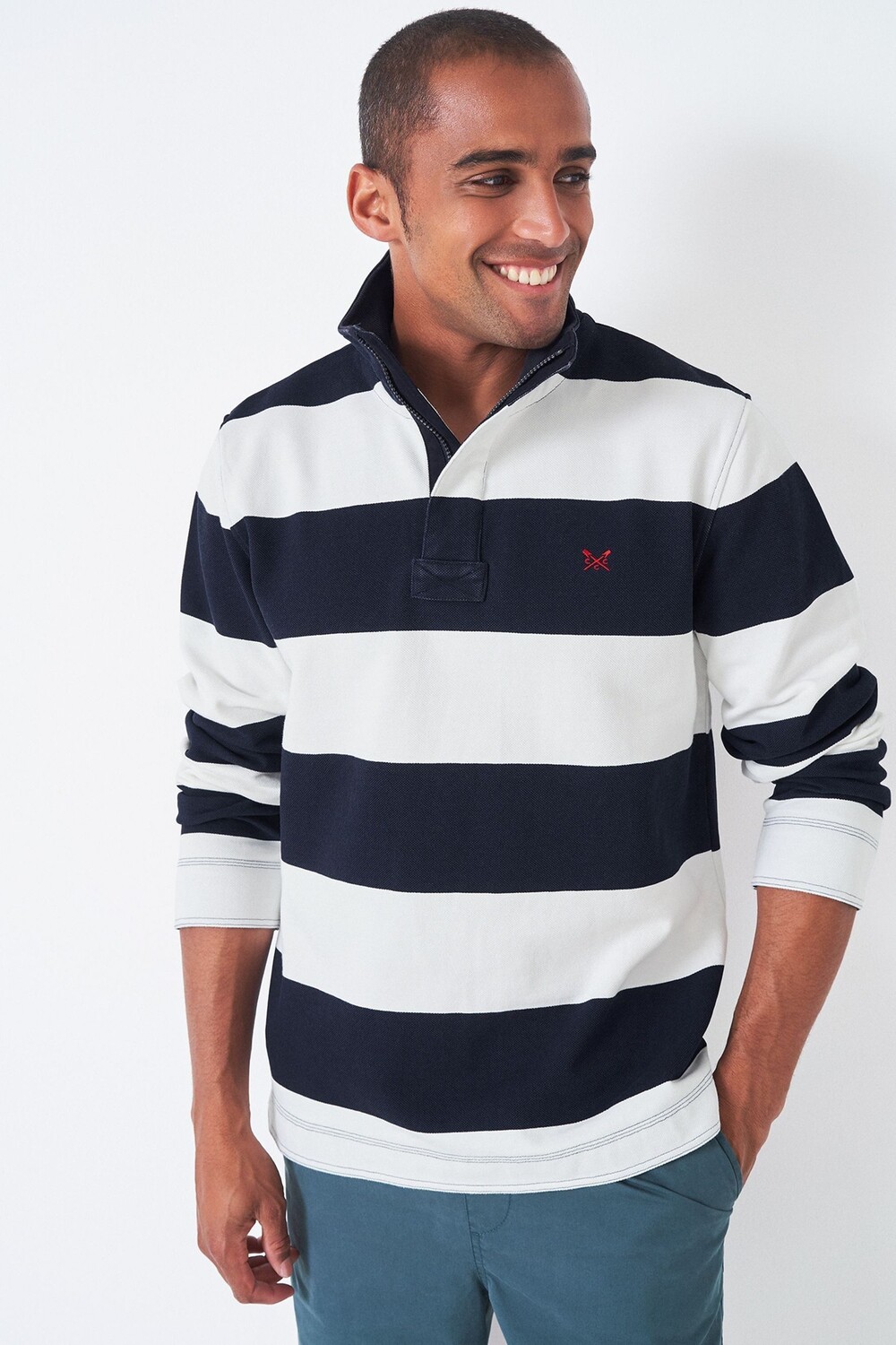 

Crew Clothing Толстовка Padstow из хлопкового пике в полоску Crew Clothing Company, синий