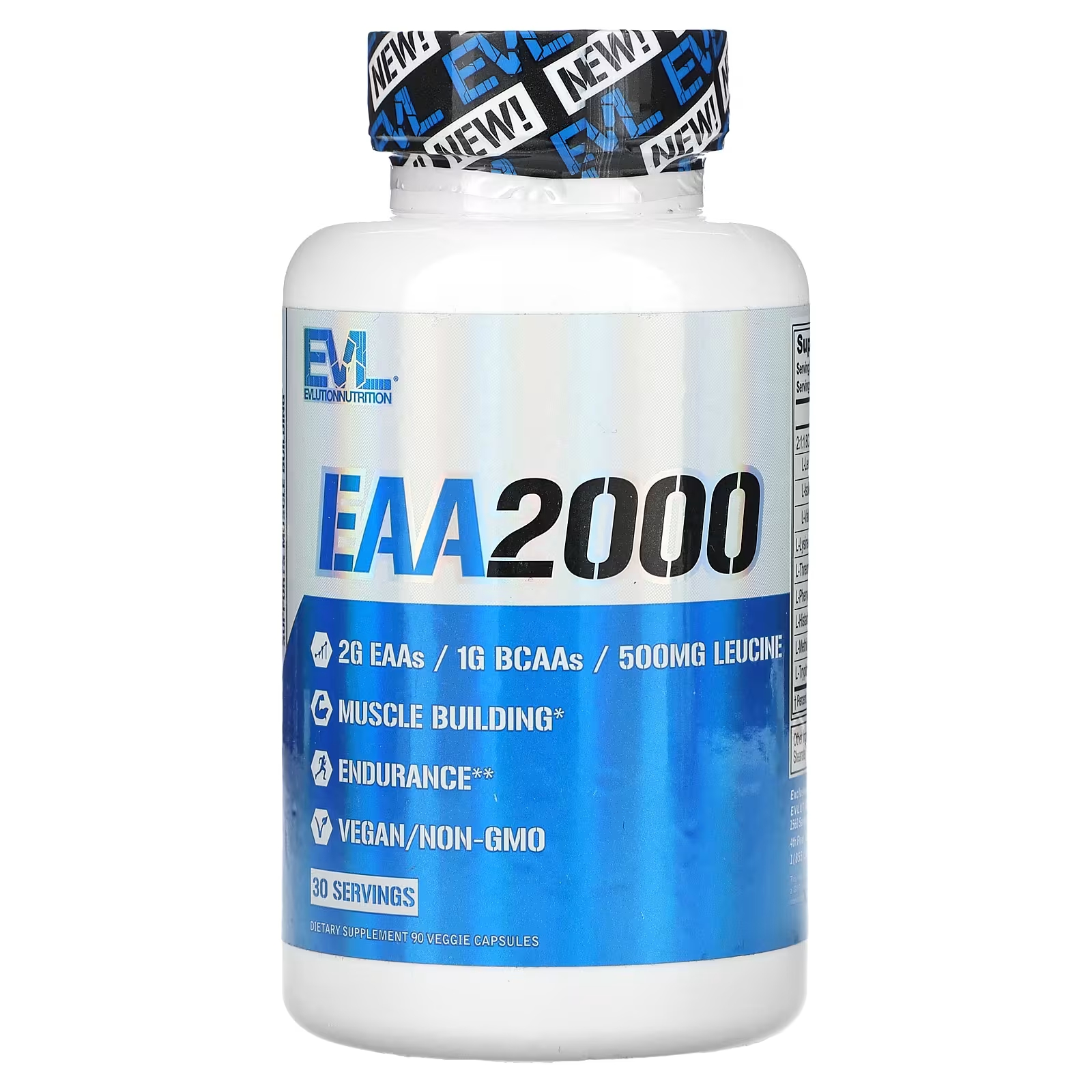 Пищевая добавка EVLution Nutrition EAA2000, 90 растительных капсул пищевая добавка evlution nutrition bcaa5000 240 капсул