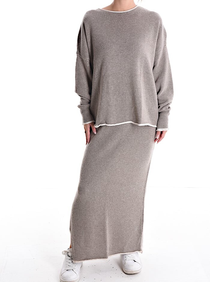 

Оверсайз Cashmere Blend Coord с разрезом, цвет Mud Brown