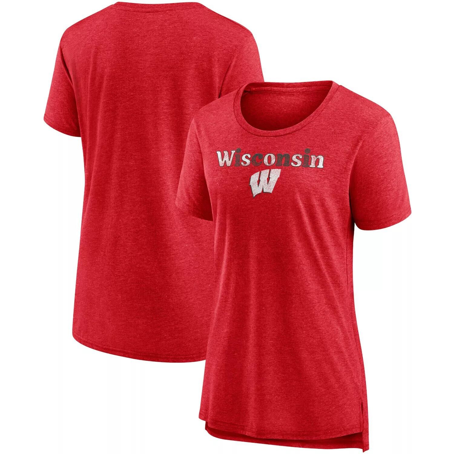 

Женская футболка с логотипом Fanatics Red Wisconsin Badgers Breakneck Speed ​​Tri-Blend Fanatics