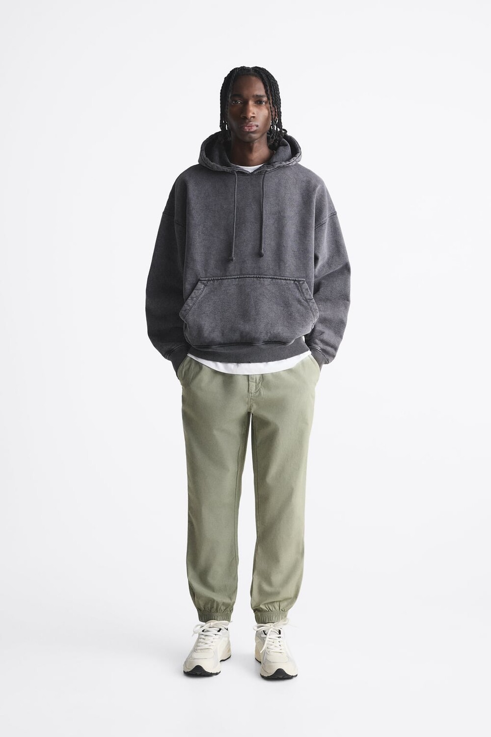 

Джоггерские брюки с поясом ZARA, зеленый