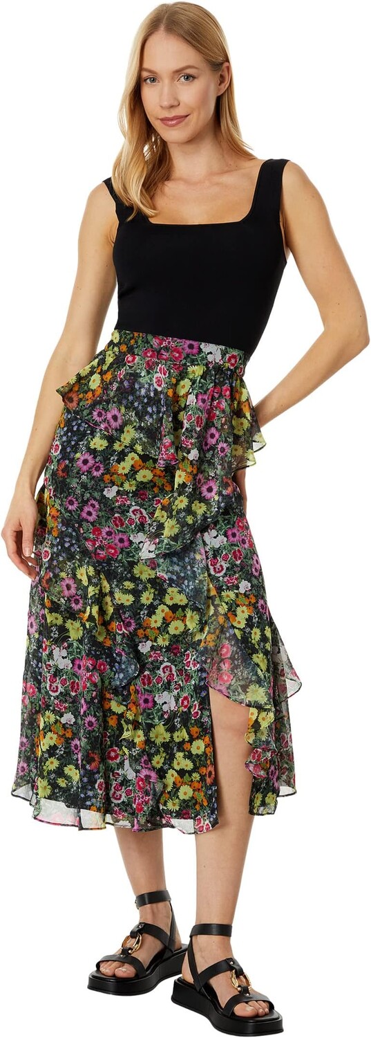 

Трикотажное платье с лифом и юбкой с рюшами Jennias Ted Baker, черный