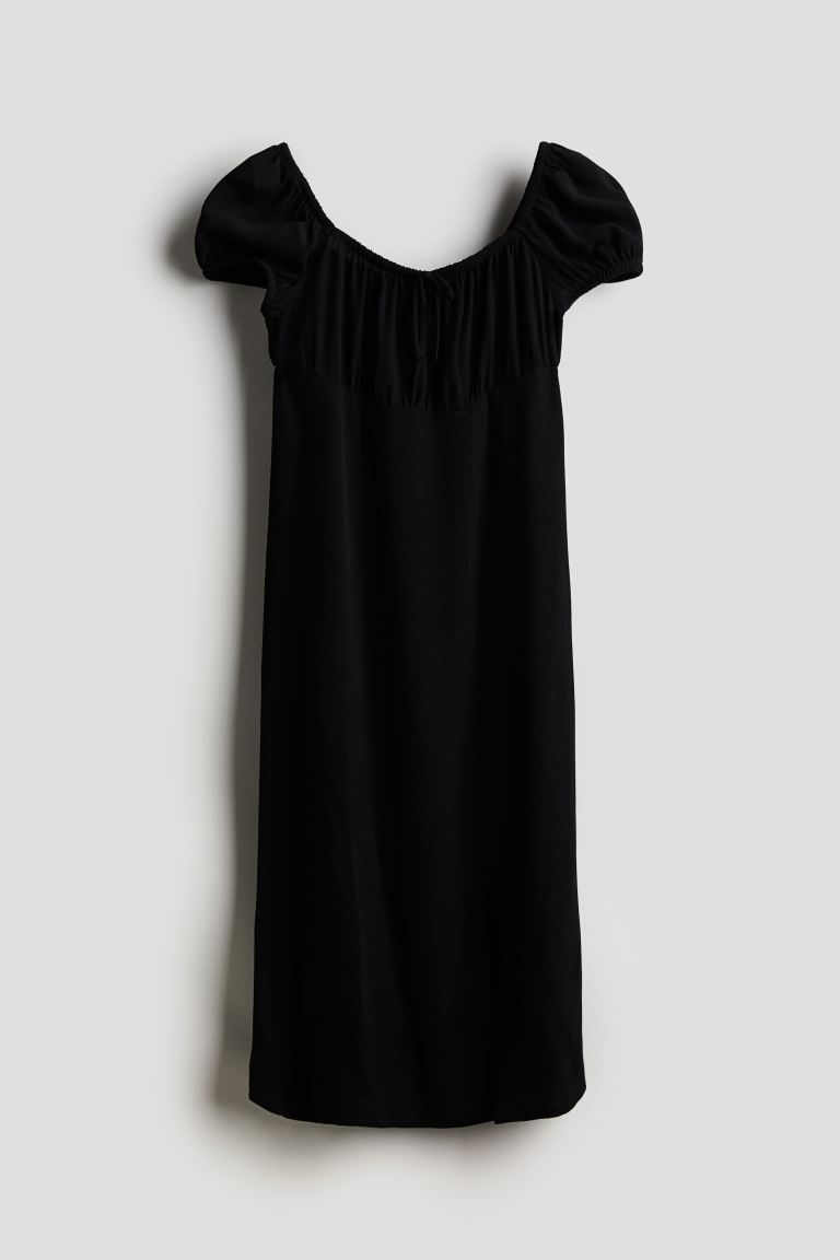 Платье миди с пышными рукавами H&M, черный