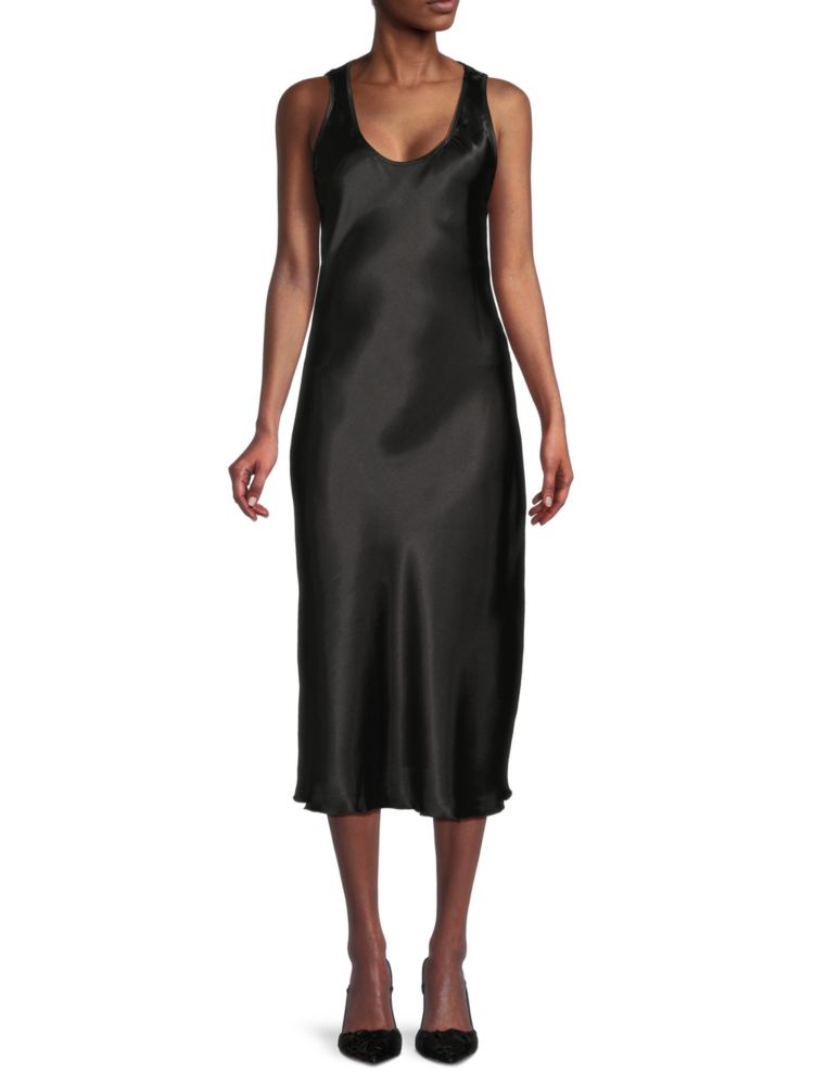 Атласное платье миди с овальным вырезом Tash+Sophie, черный