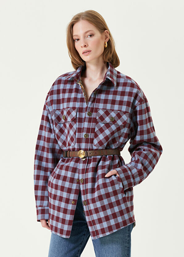 

Бордовая клетчатая рубашка Etro, бордовый