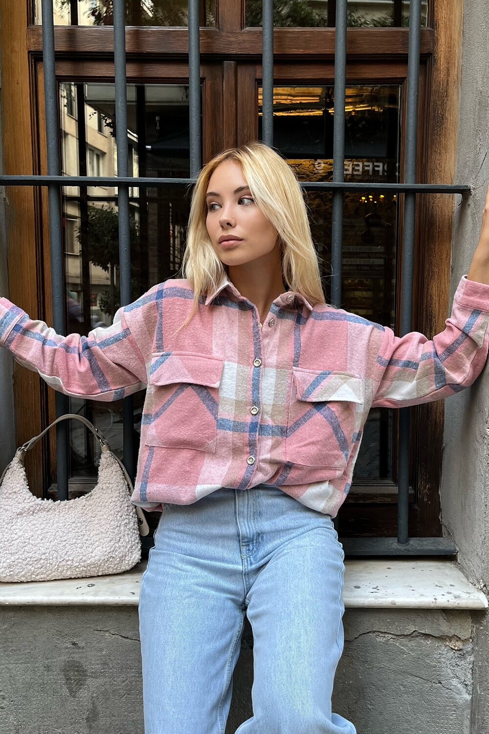 

Рубашка - Розовая - Oversize Trend Alaçatı Stili, розовый