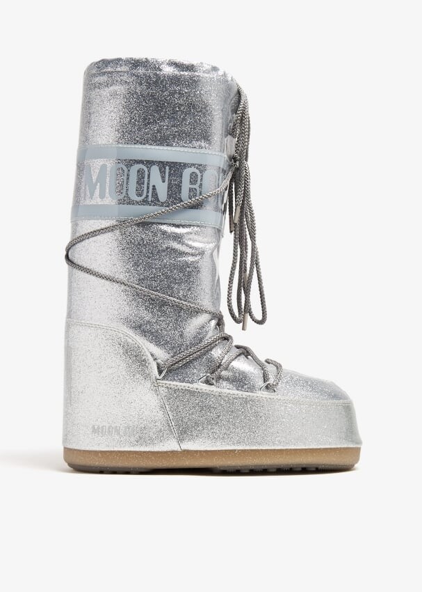 

Ботинки Moon Boot Icon Glitter, серебряный