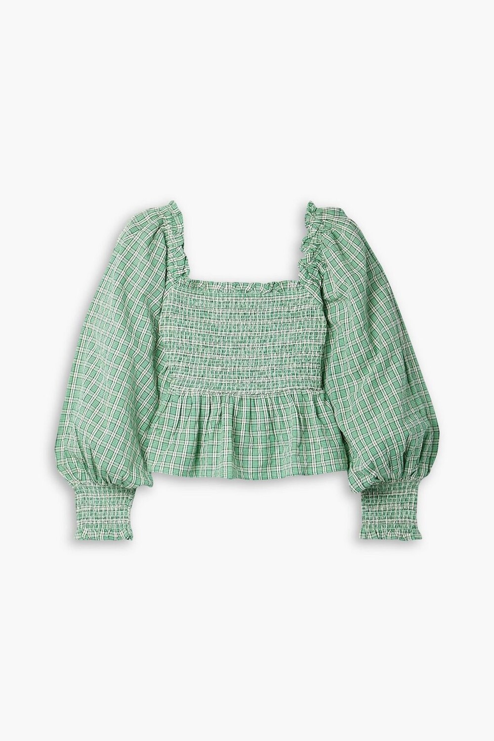 

Топ Eloise из хлопка с баской и сборками в клетку RIXO, зеленый