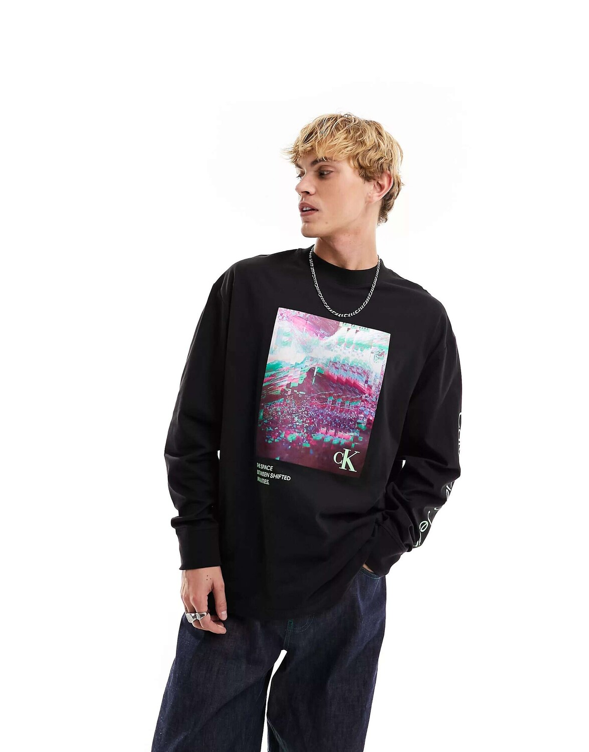 

Разноцветная футболка с длинными рукавами и длинными рукавами Calvin Klein Jeans