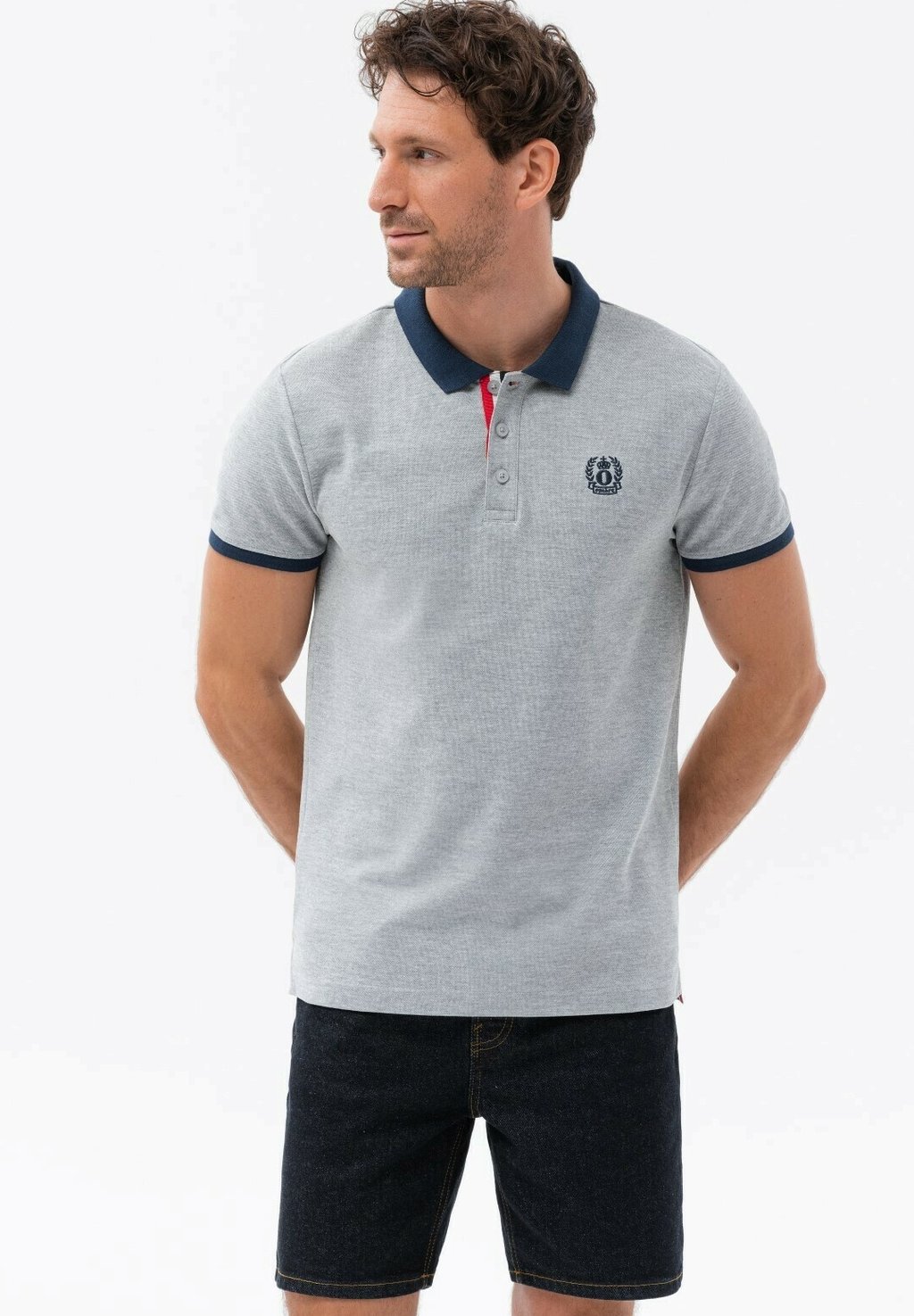 Рубашка-поло WITH CONTRASTING Ombre, цвет light grey melange