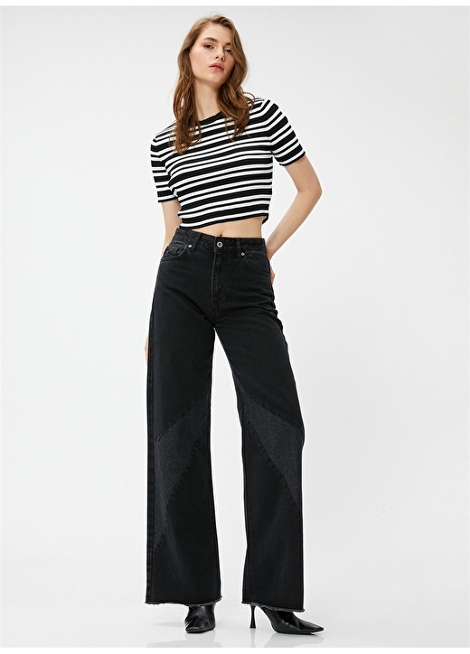 Стандартные черные женские джинсовые брюки с высокой талией Koton