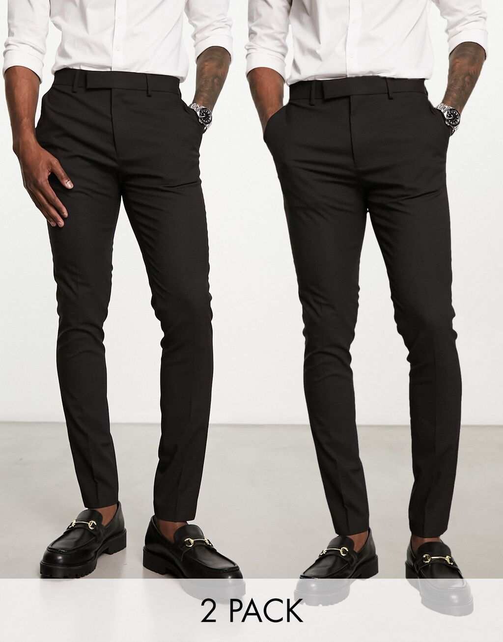 

Черные элегантные брюки скинни из двух пар ASOS DESIGN, Черный