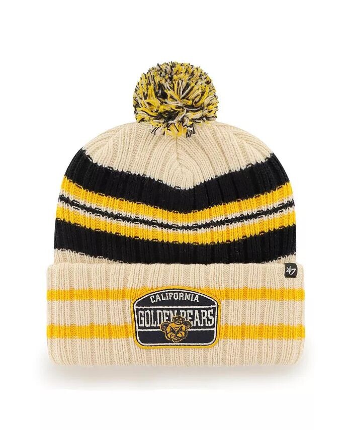 

Мужская вязаная шапка с манжетами и помпоном Natural Cal Bears Hone Patch '47 '47 Brand, бежевый