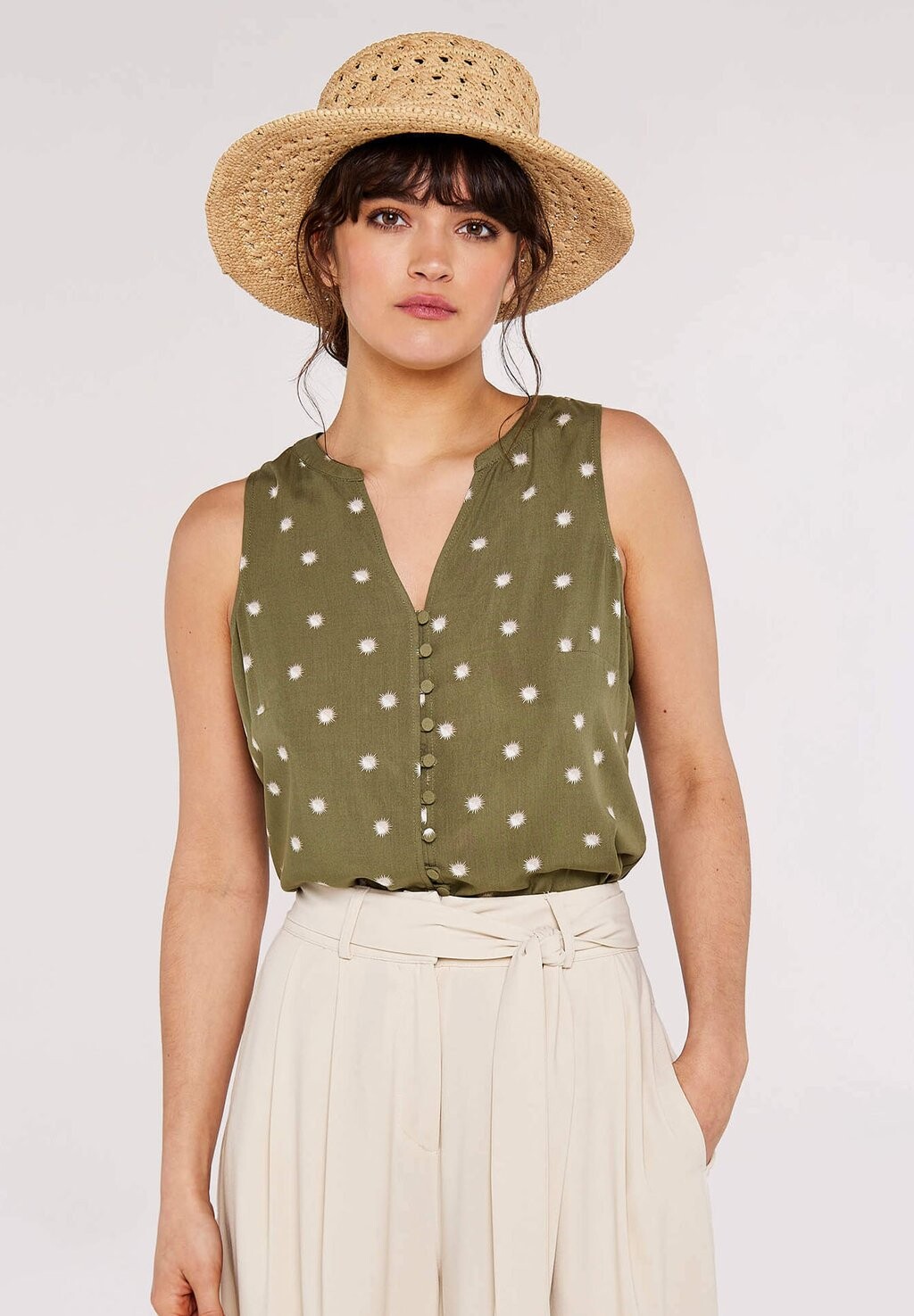 

Топ SUNSPOT BUTTON THROUGH Apricot, цвет khaki
