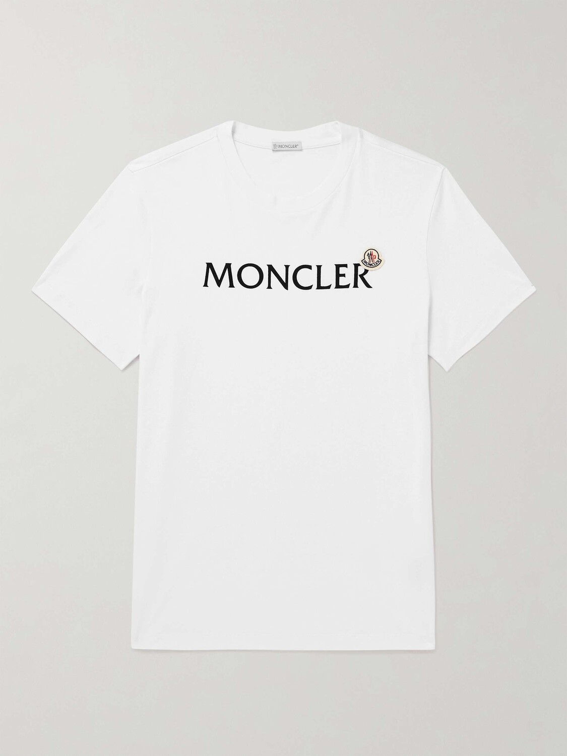 

Облегающая футболка из хлопкового джерси с флоком и логотипом MONCLER, белый