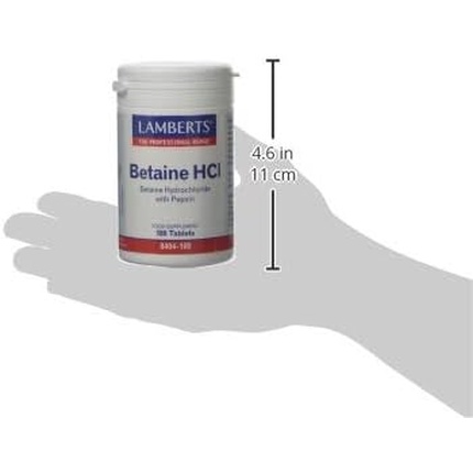 Бетаин Hcl 324 мг Пепсин 5 мг 180 таблеток 169,9 г, Lamberts