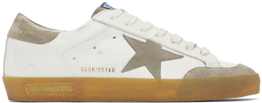 

Бело-серо-серые классические кроссовки Golden Goose Super-Star, Серый
