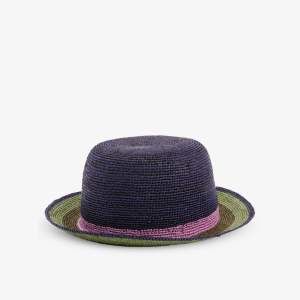 Полосатая широкополая соломенная шляпа Paul Smith, цвет blues