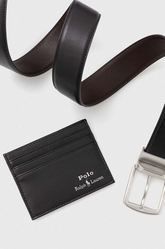 

Кожаный ремень и визитница Polo Ralph Lauren, черный