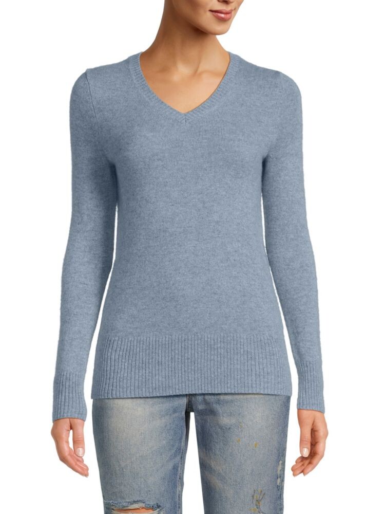 

Свитер из 100% кашемира с V-образным вырезом Saks Fifth Avenue, цвет Denim Heather