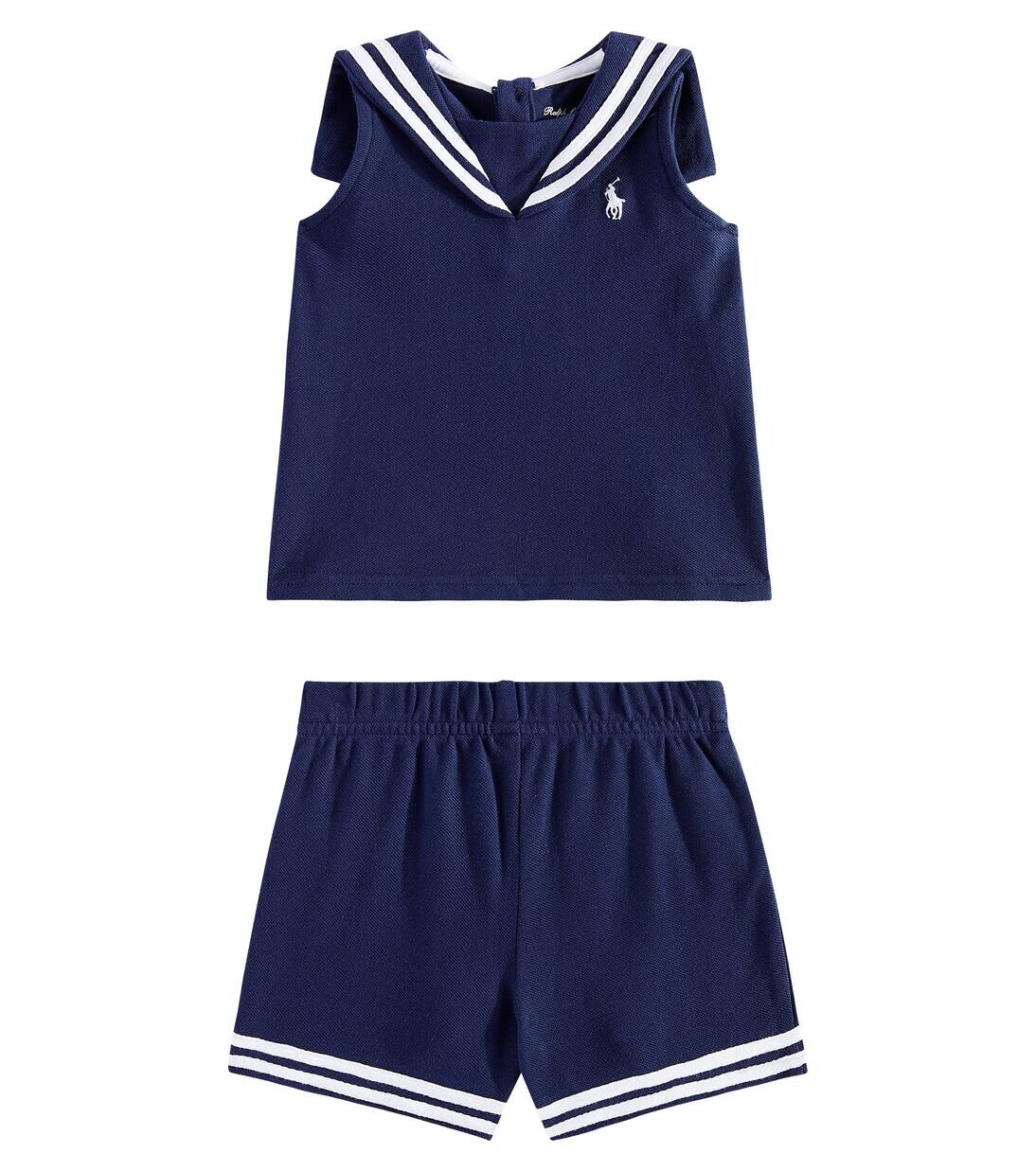 

Комплект из детской хлопковой футболки и шорт Polo Ralph Lauren Kids, цвет refined navy