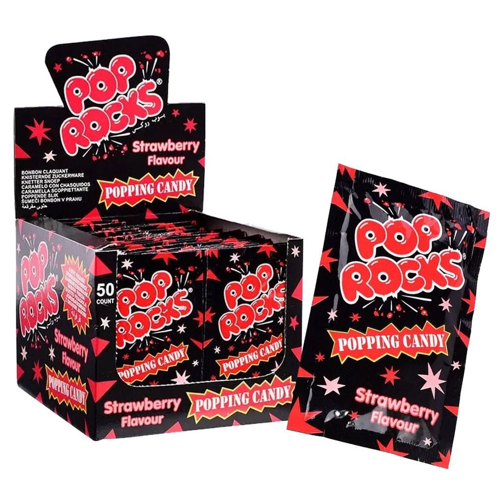 

Витрина для конфет Pop Rocks с хрустящими клубничными конфетами, 50x7 г Tri D'Aix