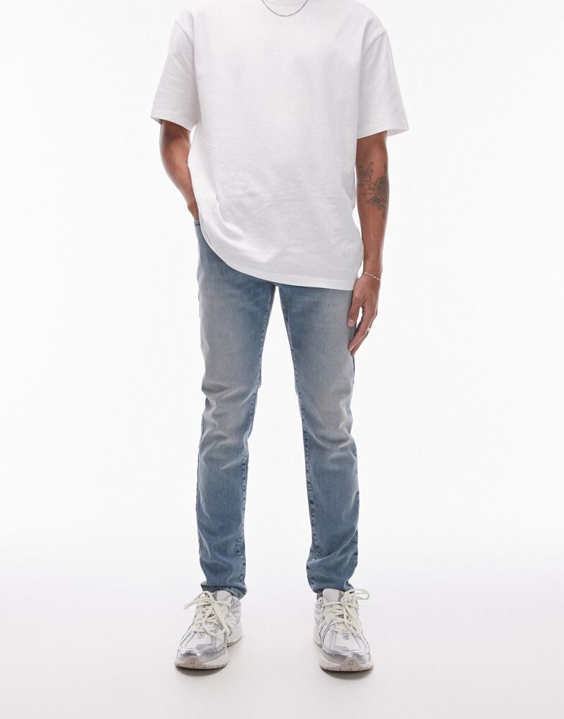 Голубые джинсы скинни Topman
