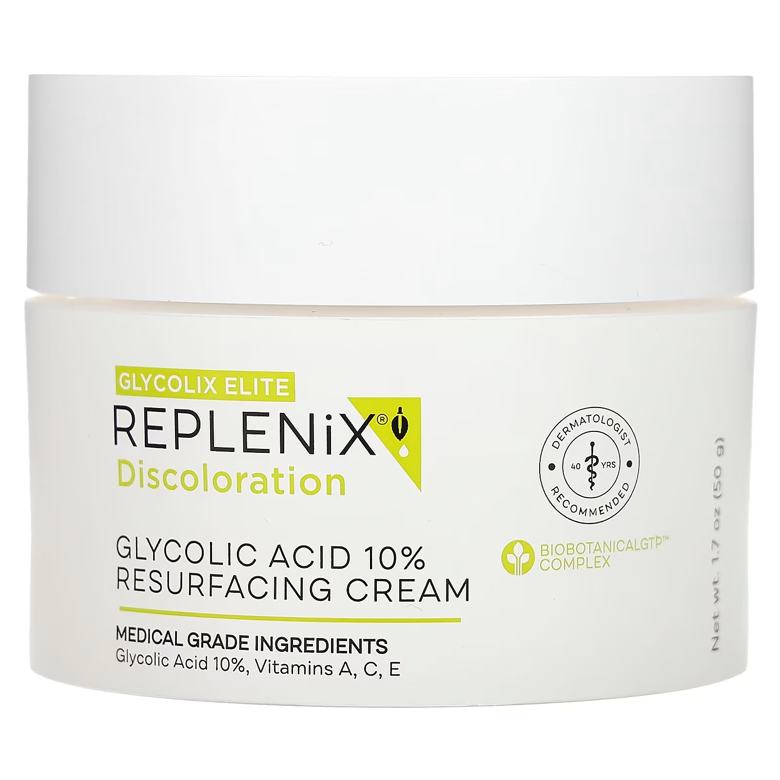 Replenix Discoloration, 10% восстанавливающий крем с гликолевой кислотой, без отдушек, 1,7 унции (50 г)