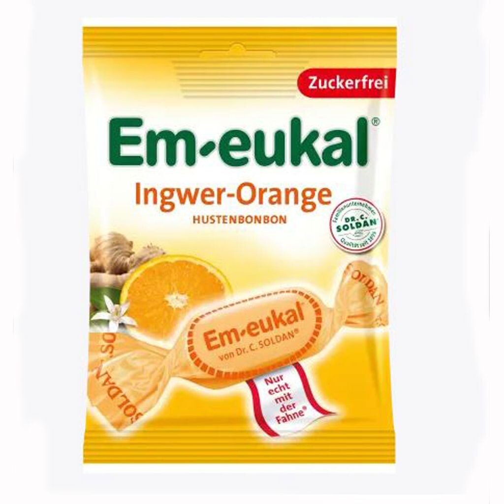 

Em eukal капли от кашля имбирно-апельсиновые в индивидуальной упаковке без сахара 75г Soldan