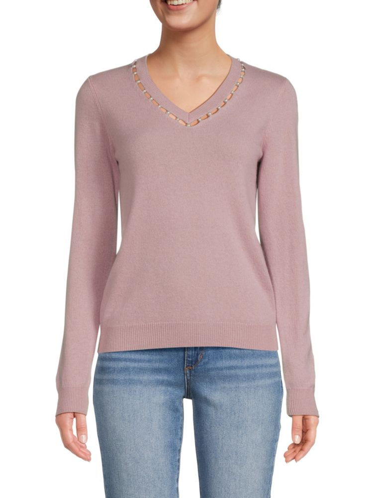 цена Кашемировый свитер с V-образным вырезом Sofia Cashmere, розовый