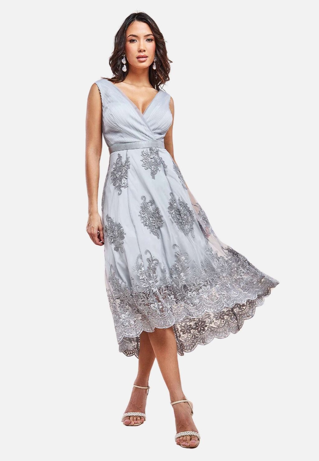 

Одежда для торжеств PLEATED BODICE HIGH AND LOW Goddiva, серый