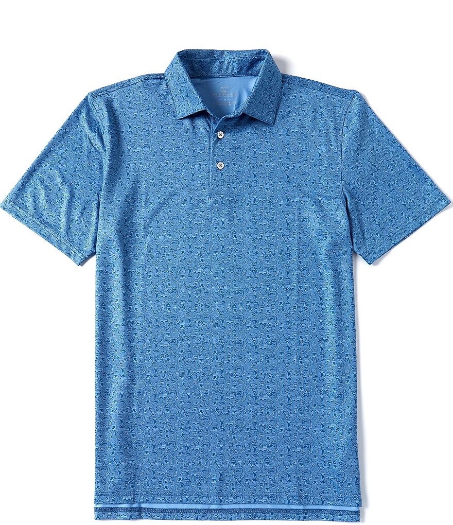 

Рубашка-поло из стрейча с короткими рукавами Southern Tide Driver Let's Go Clubbing Performance, синий