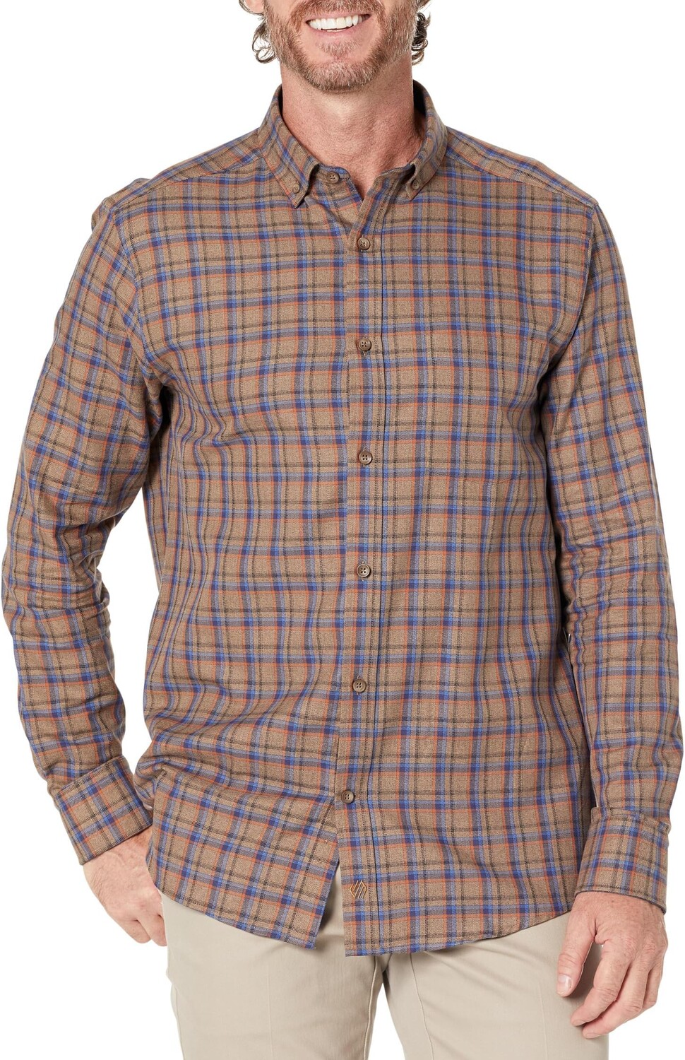 

Тканая рубашка «Хезер» Johnston & Murphy, цвет Tan Box Plaid