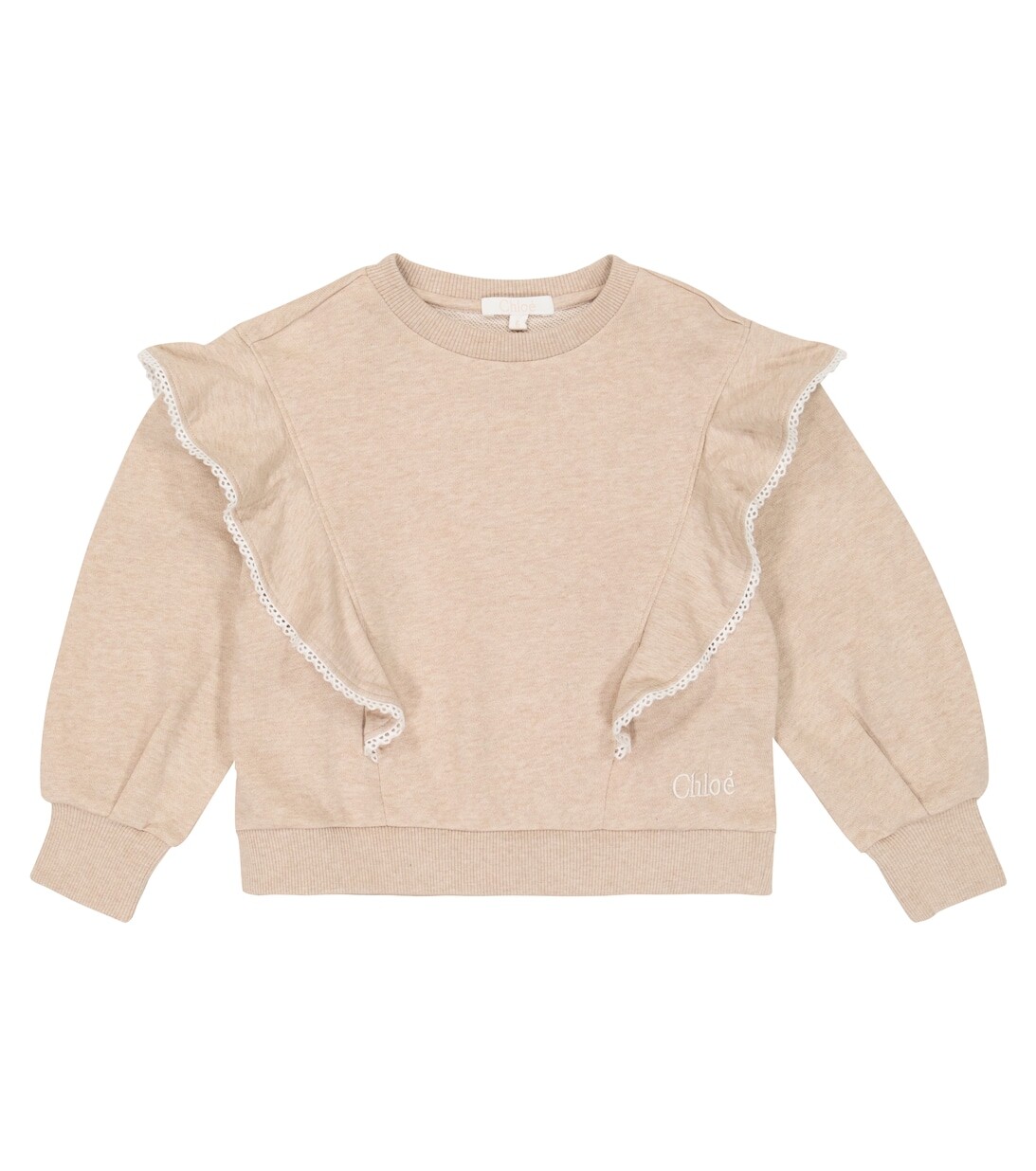 

Хлопковая толстовка с оборками Chloé, бежевый