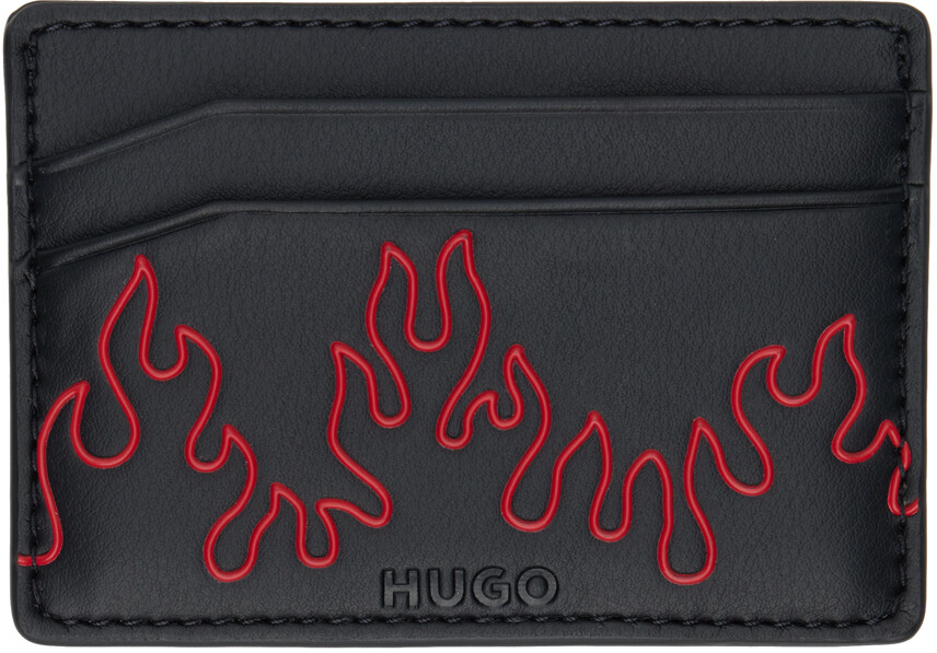 

Черная визитница из искусственной кожи Flame Artwork Hugo