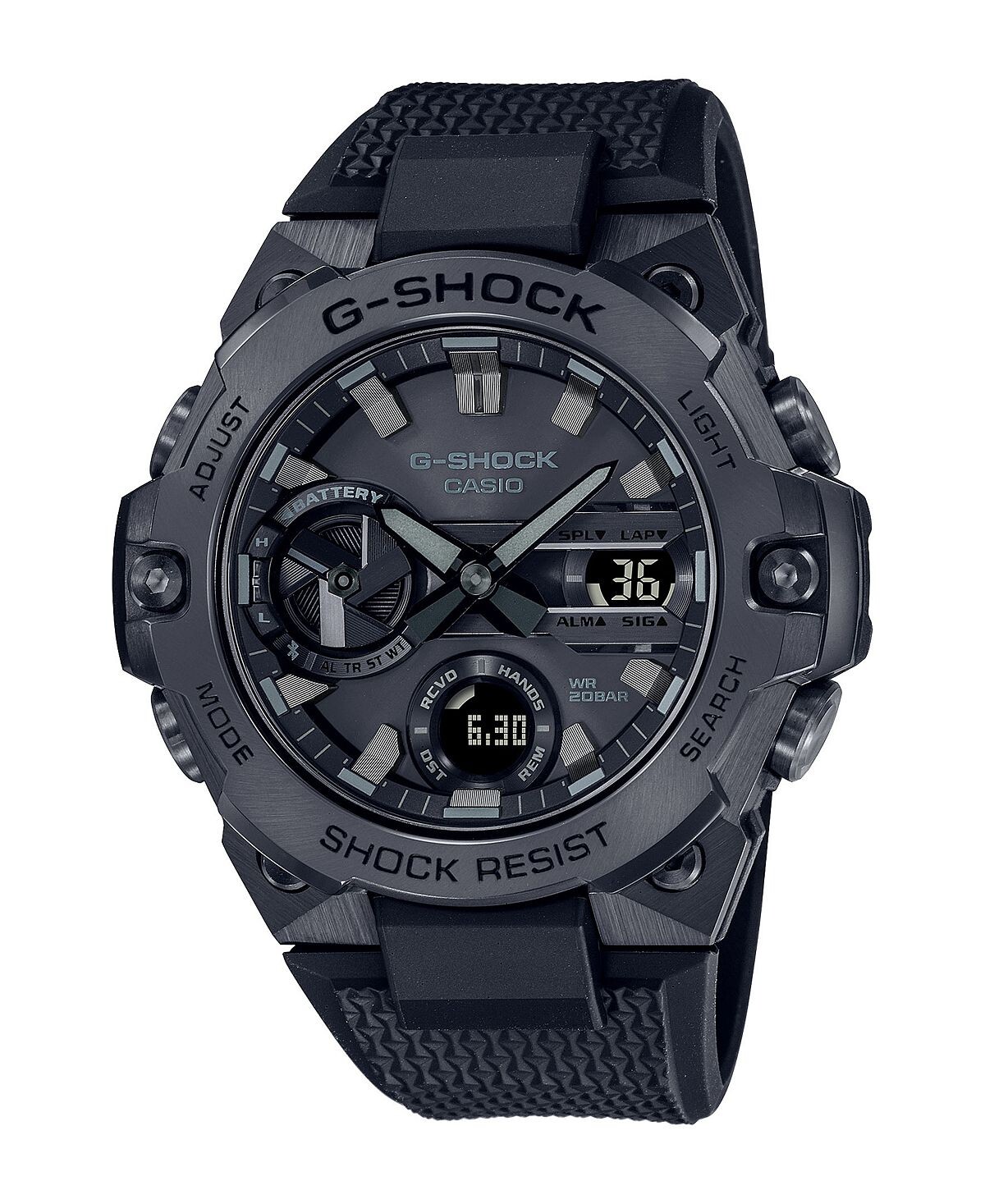

Мужские аналоговые цифровые часы из черной смолы 49,6 мм, GSTB400BB-1A G-Shock