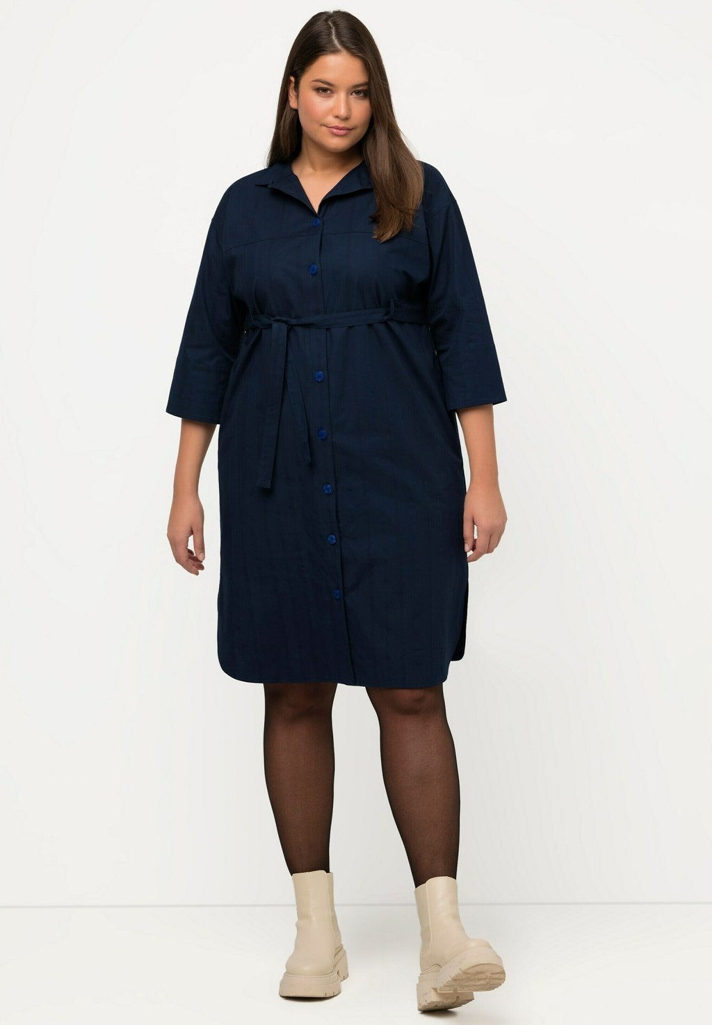 Платье-рубашка Ulla Popken, темно-синий платье рубашка ulla popken темно серый