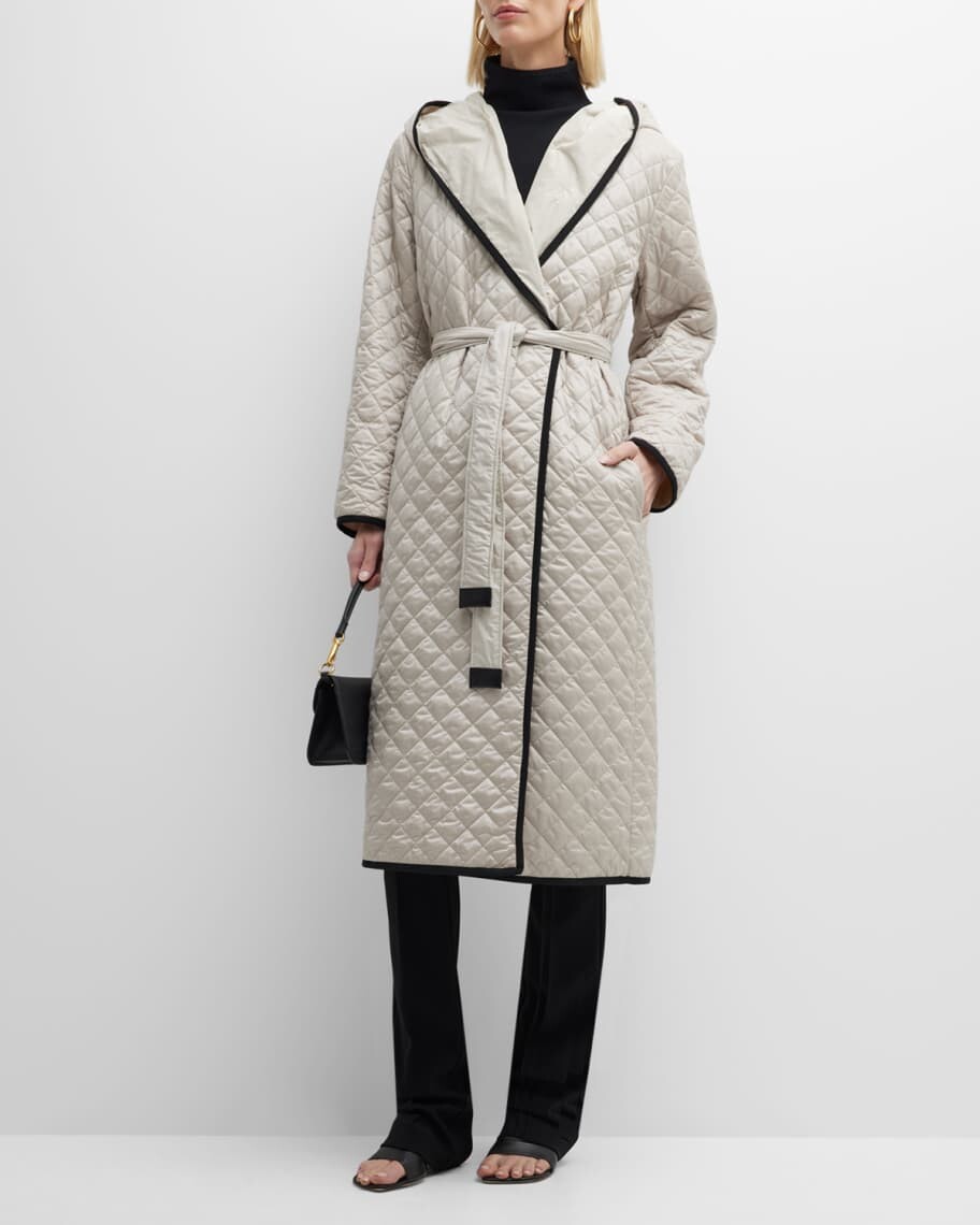 

Двустороннее стеганое пальто с поясом Lisa Max Mara, Серый