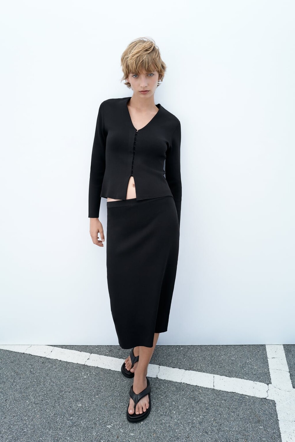 

Жаккардовый кардиган ZARA, черный