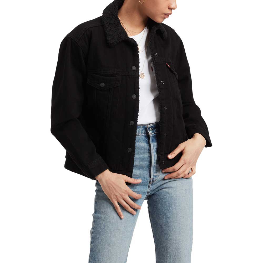 Куртка Levi´s Exboyfriend Sherpa Trucker, черный перчатки levi s размер s черный